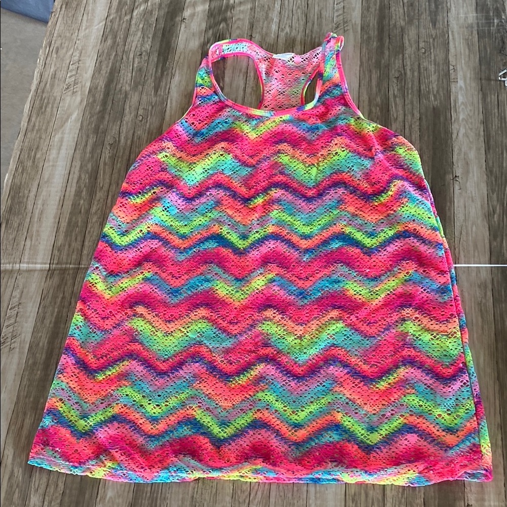 Colorful Zigzag Kids Tank Swimsuit Cover Top/xl/16